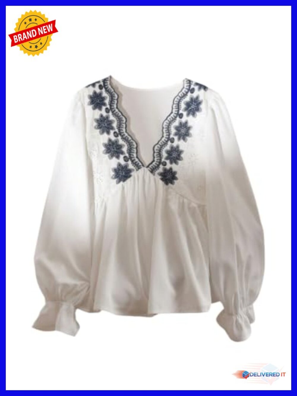 Women's Floral V-Neck Long Sleeve Peplum Blouse Boho
